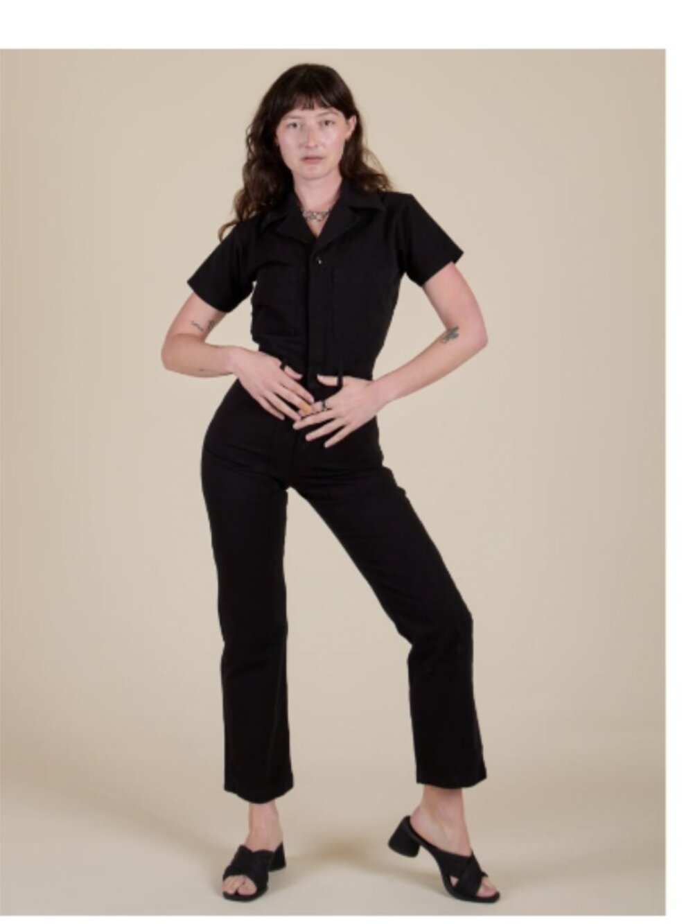 Big Bud Press Black Short-Sleeve Utility Jumpsuit Sz L